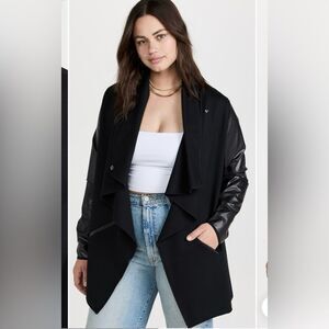 SPANX Faux Leather Convertible Jacket Open Wrap Cardigan Black Sz 3X NWT